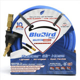 BluBird Pro Rubber Air Hose with Universal Quick Connect Coupler, Brass MNPT Industrial Fitting - 3/8