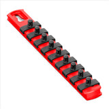 8” Magnetic Socket Organizer with 9 Socket Clips - Red - 1/4”