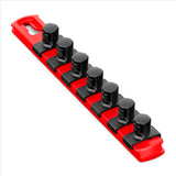 8” Magnetic Socket Organizer with 7 Socket Clips - Red - 1/2”