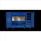 120? RS PRO CTS Roller Cabinet & Side Lockers Combo with Solid Backsplash - Blue