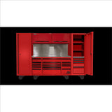 120? RS PRO CTS Roller Cabinet & Side Lockers Combo with Toolboard Backsplash - Red