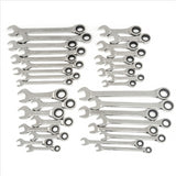 34 Pc. 12 Point Standard & Stubby Ratcheting Combination SAE/Metric Wrench Set