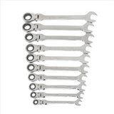 10PC METRIC FLEX-HEAD RATCHETING WRE SET