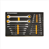 Gearwrench 21 Pc. 72-Tooth 12 Point SAE Standard & Stubby Combination Ratcheting Wrench Set with EVA Foam Tray