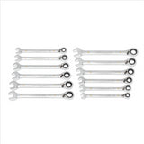 12 Pc. 90-Tooth 12 Point Metric Reversible Ratcheting Wrench Set with Wrench Roll