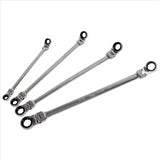 4pc SAE XL Dbl Box Rat Flex Rev Spline Wrench Set