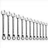 12pc Metric 120 Tooth Reversible Combination Wrench Set 8-19MM