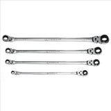 4pc SAE 120 Tooth Double Flex Ratcheting Wrench Set