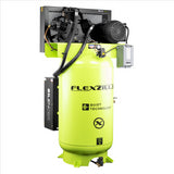 Flexzilla® Air Compressor with Silencer™, Stationary, Splash Lubricated, 7.5 HP, 80 Gallon, 230 Volt, 1-Phase, 2-Stage, Vertical, ZillaGreen™