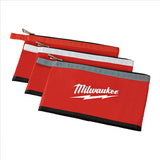 Milwaukee Tool 3-PK HEAVY DUTY CANVAS ZIPPERED POUCHES