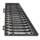 15-PC RATCHETING COMBI WRENCH SET - METRIC MAX BITE OPEN-END GRIP