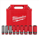 Milwaukee Tool SHOCKWAVE Impact Duty 1/2 Drive SAE & Metric 9PC Lug Nut Wheel Socket Set (49-66-7832)