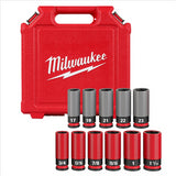 Milwaukee Tool SHOCKWAVE Impact Duty 1/2 Drive SAE & Metric 11PC Lug Nut Wheel Socket Set (49-66-7833)