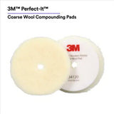 3M™ Perfect-It™ Random Orbital Coarse Wool Compounding Pad 34120, 5 Inch (130 mm), White, 2 Pads/Bag