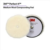 3M™ Perfect-It™ Random Orbital Medium Wool Compounding Pad 34121, 5 Inch (130 mm), White, 2 Pads/Bag