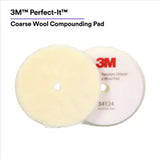 3M™ Perfect-It™ Random Orbital Coarse Wool Compounding Pad 34124, 6 Inch (150 mm), White, 2 Pads/Bag