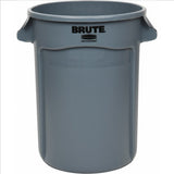 Round Polyethylene Trash Can, 32 Gal, Gray, 27.77