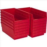 Shelf Bin, Red, 4 inH x 11 5/8 inL x 6 5/8 inW, 1EA