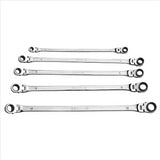 Mountain 5-Piece Metric Double Box Universal Spline Reversible Ratcheting Wrench Set; 8 mm - 19mm, 90 Tooth Design, Long, Flexible, Reversible