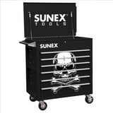 Sunex 6 Full-Drawer Professional Cart, Black w/White Skull