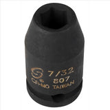 SOC 7/32 1/4D IMP 6PT BLK