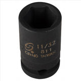 SOC 11/32 1/4D IMP 6PT BLK