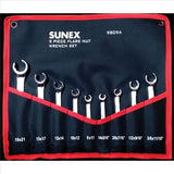 Sunex 9 Pc Polish SAE Metric Flare Nut Wrench Set