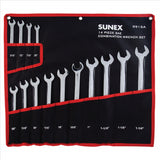 Sunex 14 Pc. SAE Full Polish V-Groove Combi Wrench Set