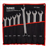 Sunex 8 piece Metric Full Polished V-Groove Combination Wrench Set