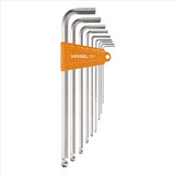 Vessel Tools Ball Point Hex L-Key Wrench (Long Type) (Inch) 9PC. Set No.8309BP-LINU