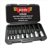 VIM TOOLS 9-Piece XZN Triple Square, Spline Drive Bit Set