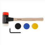 Malleable Cast Iron Split Head Mallet Set, 7 Piece. Set includes Heavy duty mallet housing, Hickory handle five 50mm faces.